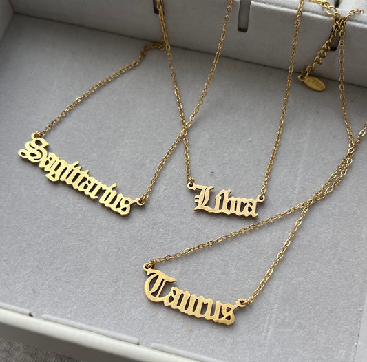 Zodiac sign necklace.