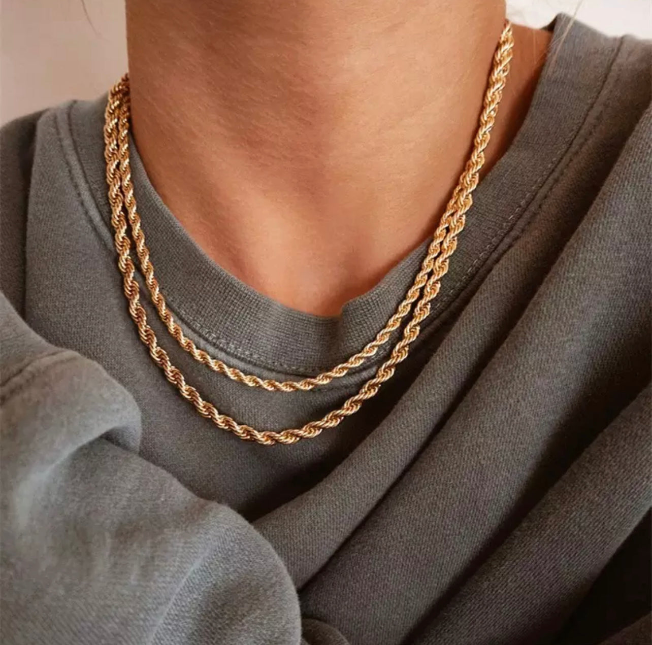 Gouden touw ketting. (Verschillende diktes)