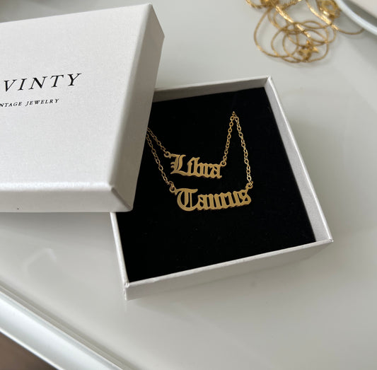 Zodiac sign necklace.